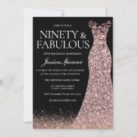 Black Rose Gold Dress Womans 90th Birthday Party