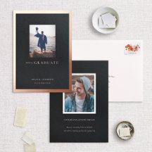 Black Rose Gold Frame Graduation Announcement Card