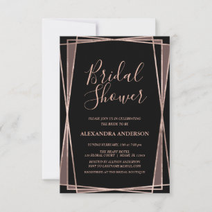Black Rose Gold Geometric Bridal Shower Invitation
