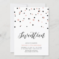 Black &Rose gold Girl 17th Teen Birthday Party