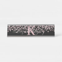 Black Rose Gold Glitter Diamond Monogram