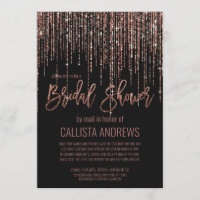 Black Rose Gold Glitter Fringe Bridal Shower Mail