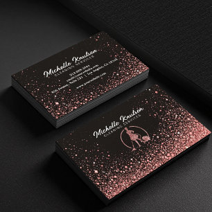 Black Rose Gold Glitter House Cleaning Service Business Card
