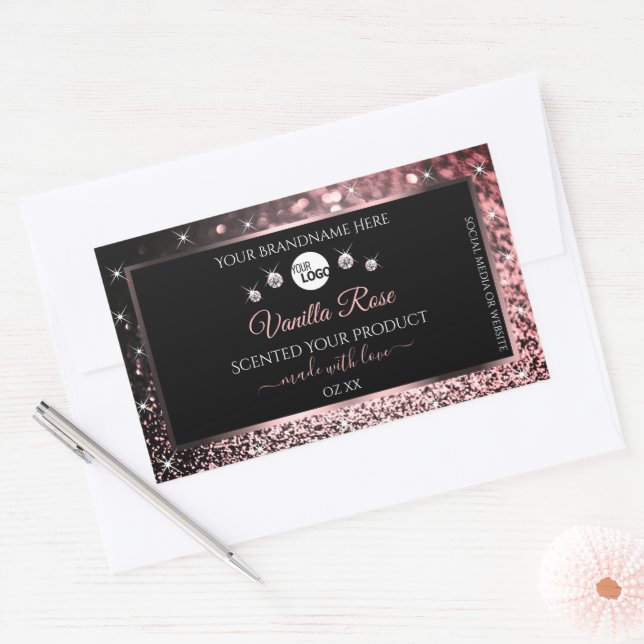Black Rose Gold Glitter Product Labels Logo Jewels (Envelope)