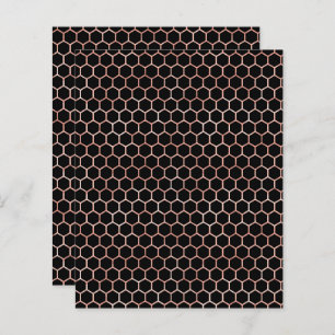Black Rose Gold Honey Bee Pattern Scrapbook Paper