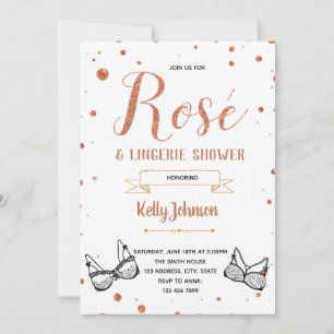 Black rose gold lingerie shower invitation