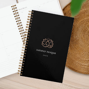 Black & Rose Gold Lotus Logo Planner