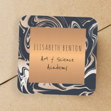 Black rose gold marble glam copper books label