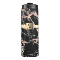 Black & Rose Gold Marble Gold Box, Name & Monogram