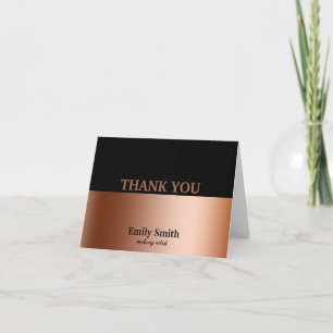 Black & Rose Gold Modern Makeup Artist Thank You Card