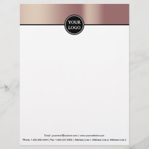 Black & Rose Gold Modern Stationary Monogram Custom Letterhead