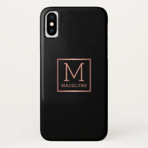 Black Rose Gold Monogram Elegant Case-Mate iPhone Case