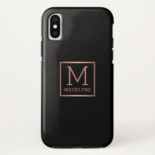 Black Rose Gold Monogram Elegant Case-Mate iPhone Case