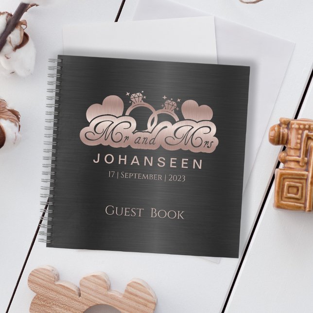 Black Rose Gold Mr & Mrs newlyweds weddings Notebook (Creator Uploaded)
