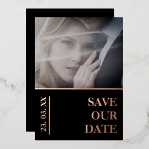 Black Rose Gold Photo Wedding Save The Date