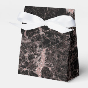 Black & Rose Gold Pink Glitter Marble Glam Trendy Favour Box