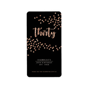 Black & Rose Gold Polka Dot Custom Favour Label