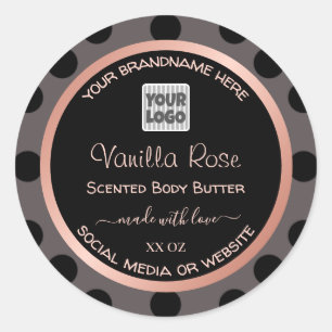 Black Rose Gold Product Packaging Labels with Logo