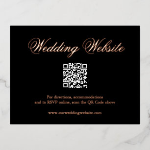 Black Rose Gold QR Code Wedding Enclosure Card