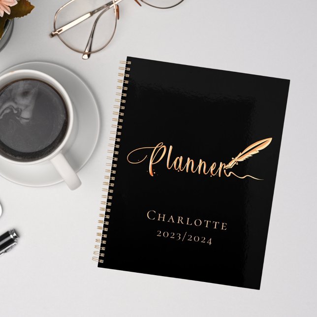 Black rose gold school work study typography 2026 planner (Creator Uploaded)