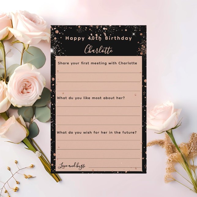 Black rose gold sparkles birthday wishes card (Creator Uploaded)