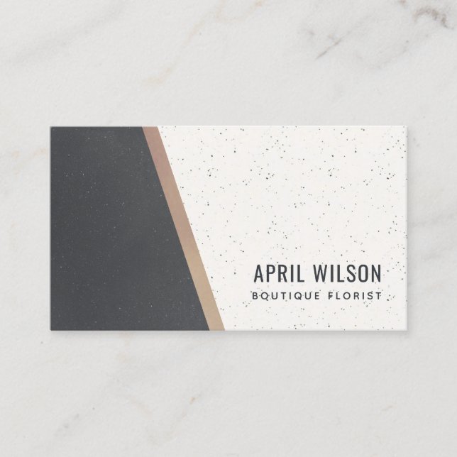 Black Rose Gold White Ceramic Geometric Stripes Business Card (Front)