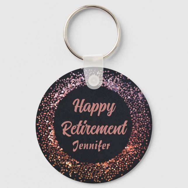 Black Rose Gold Wishing you a Relaxing Retirement  Key Ring (Front)