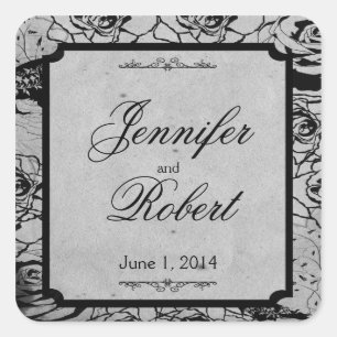 Black Rose Gothic Frame Wedding Envelope Seal