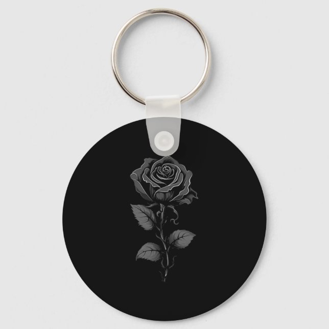 Black Rose Graphic Premium Tri-blend  Key Ring (Front)