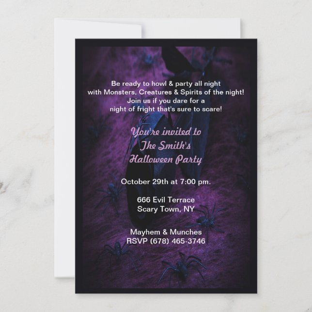 Black Rose Halloween Party Invitations (Front)