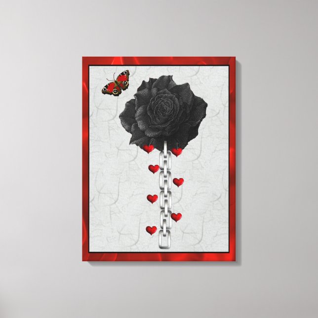Black Rose Of Love Canvas Print (Front)