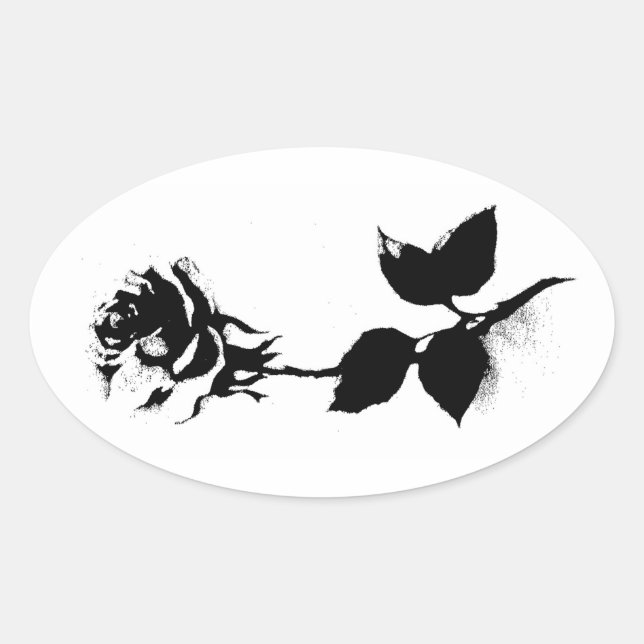 Black Rose Oval Sticker (Front)