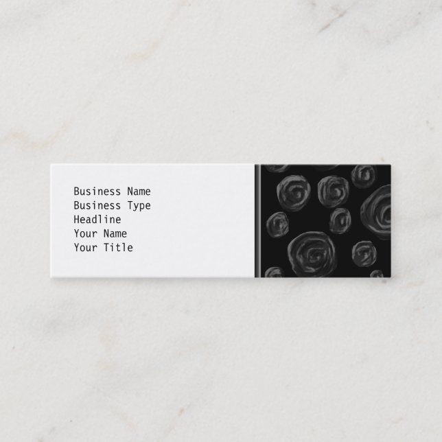 Black Rose Pattern Design. Mini Business Card (Front)
