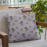 Black Rose Pattern Purple Cushion<br><div class="desc">Vintage and floral pillow featuring illustration of black roses with greenery made into a pattern. The background is purple.</div>