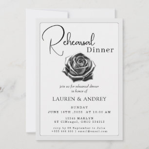 Black Rose Rehearsal Dinner Invitation