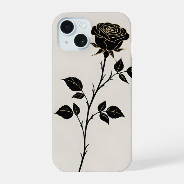 Black Rose Silhouette | Minimalist Phone Case (Back)