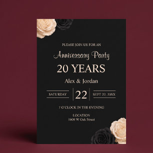 Black Rose Wedding Anniversary Invitation