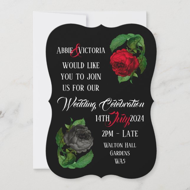 Black Rose Wedding Invitation (Front)
