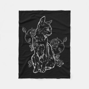 Black Roses Alt Aesthetic Nu Goth Teen Goth Cat Fleece Blanket