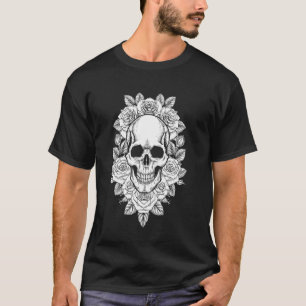 Black Roses Alt Aesthetic Nu Goth Teen Skull T-Shirt