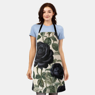 Black Roses And Green Leaves, Apron