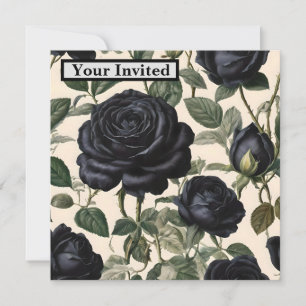 Black Roses And Green Leaves, Invitation