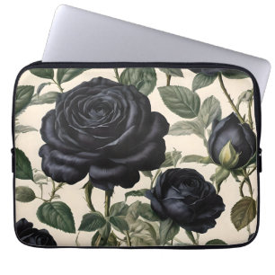 Black Roses And Green Leaves, Laptop Sleeve