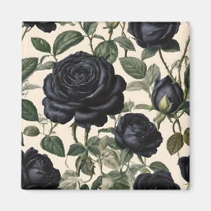 Black Roses And Green Leaves, Magnet