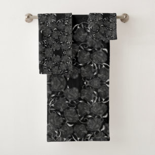 Black Roses Bath Towel Set