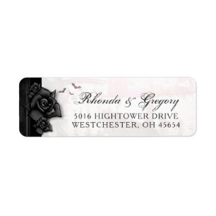 Black Roses Bats Gothic Halloween Wedding Address