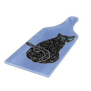 Black Roses Cat with Blue Eyes - Choose /Add Colou Cutting Board