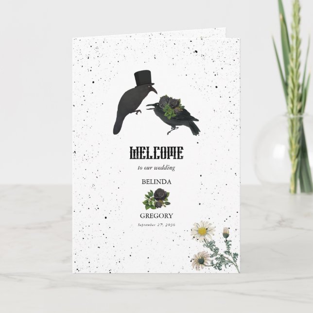 Black Roses Crows Wedding Order of Service Programme (Front)