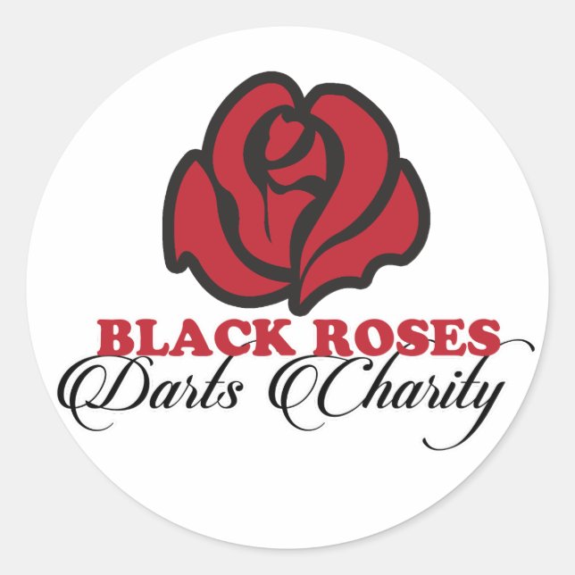 Black Roses Darts Charity Sticker (Front)