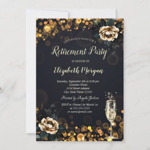 Black Roses Dots Retirement    Invitation